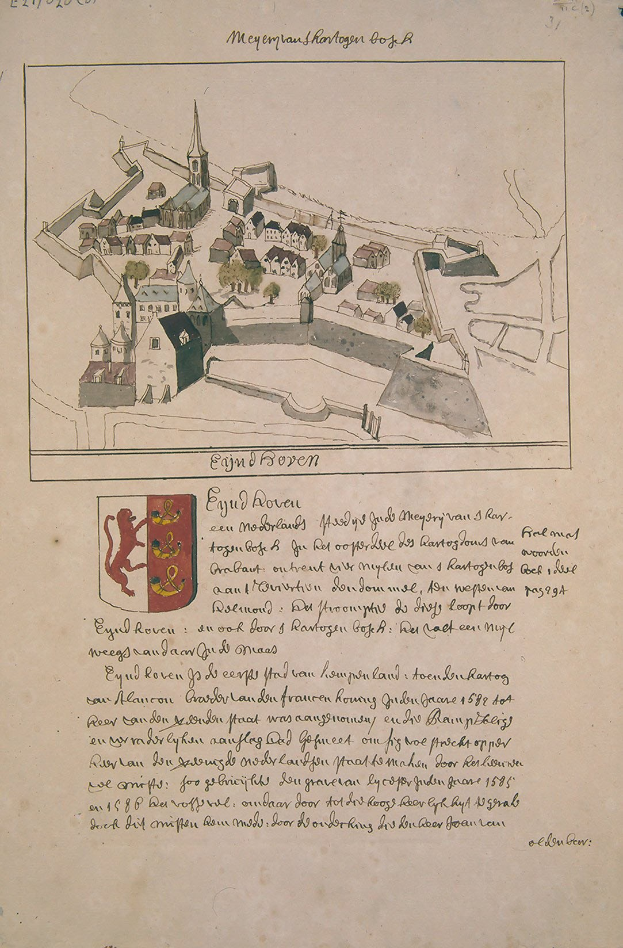 Ein abgegriffenes Buch mit einer Stadtillustration auf dem Cover, einschließlich Gebäuden und einem Logo, zusammen mit beschreibendem Text.