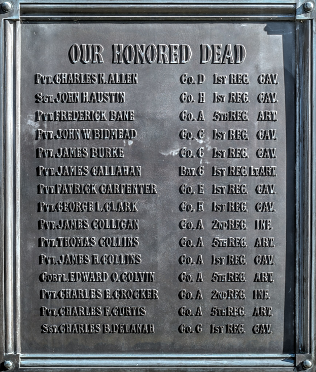 Eine Metallgedenktafel an der Außenseite eines Gebäudes mit der Inschrift "Unsere Ehrenvollen Toten".