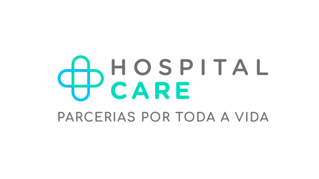 Ein weißer Hintergrund mit dem Text "Krankenhausversorgung parcerias por toda a vida" in fetter, schwarzer, moderner Schrift, zentriert und von einem dünnen, schwarzen Rand umgeben.