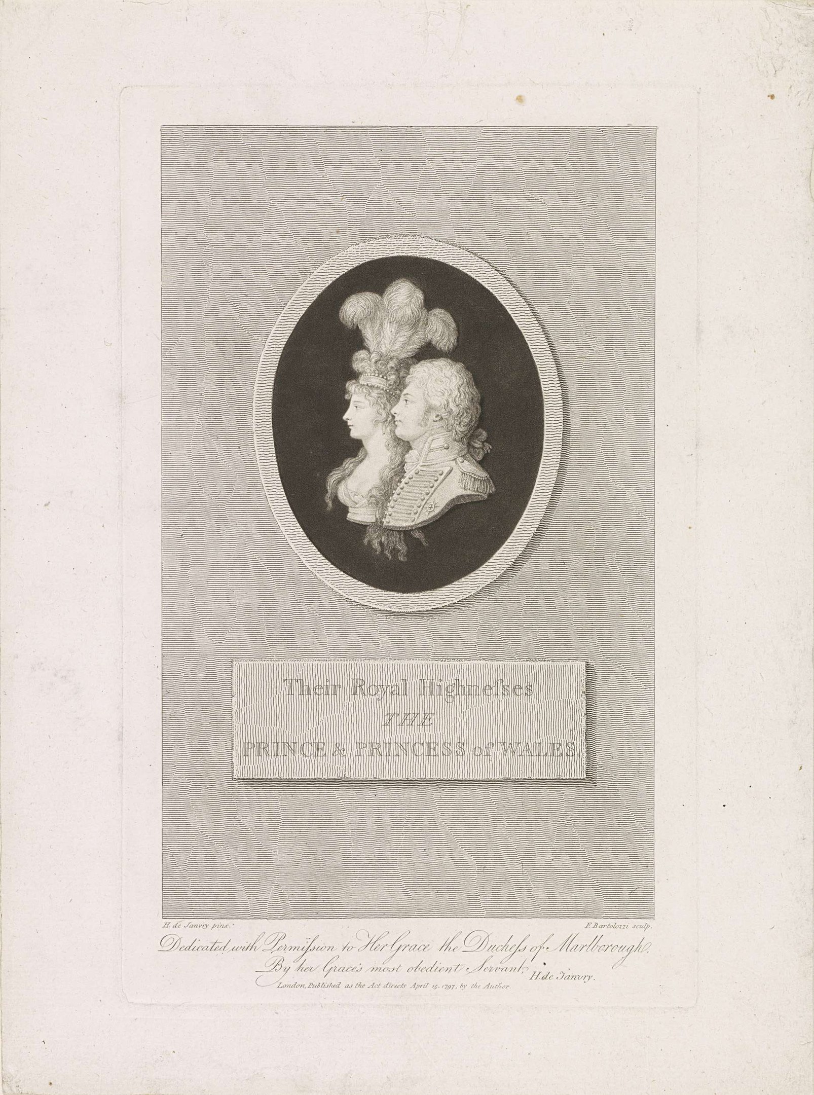 Schwarzes und weißes Bild eines Papiers mit einem Foto des Prinzen und der Prinzessin von Wales neben handgeschriebener Text.