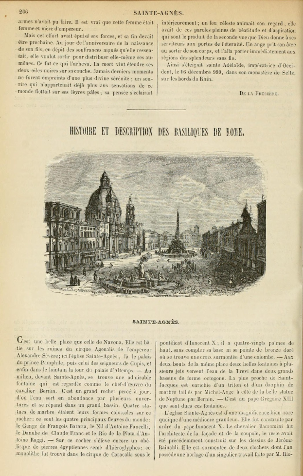 Offenes Buch mit detaillierter Stadtansicht, die Gebäude, Menschen und Text zeigt.